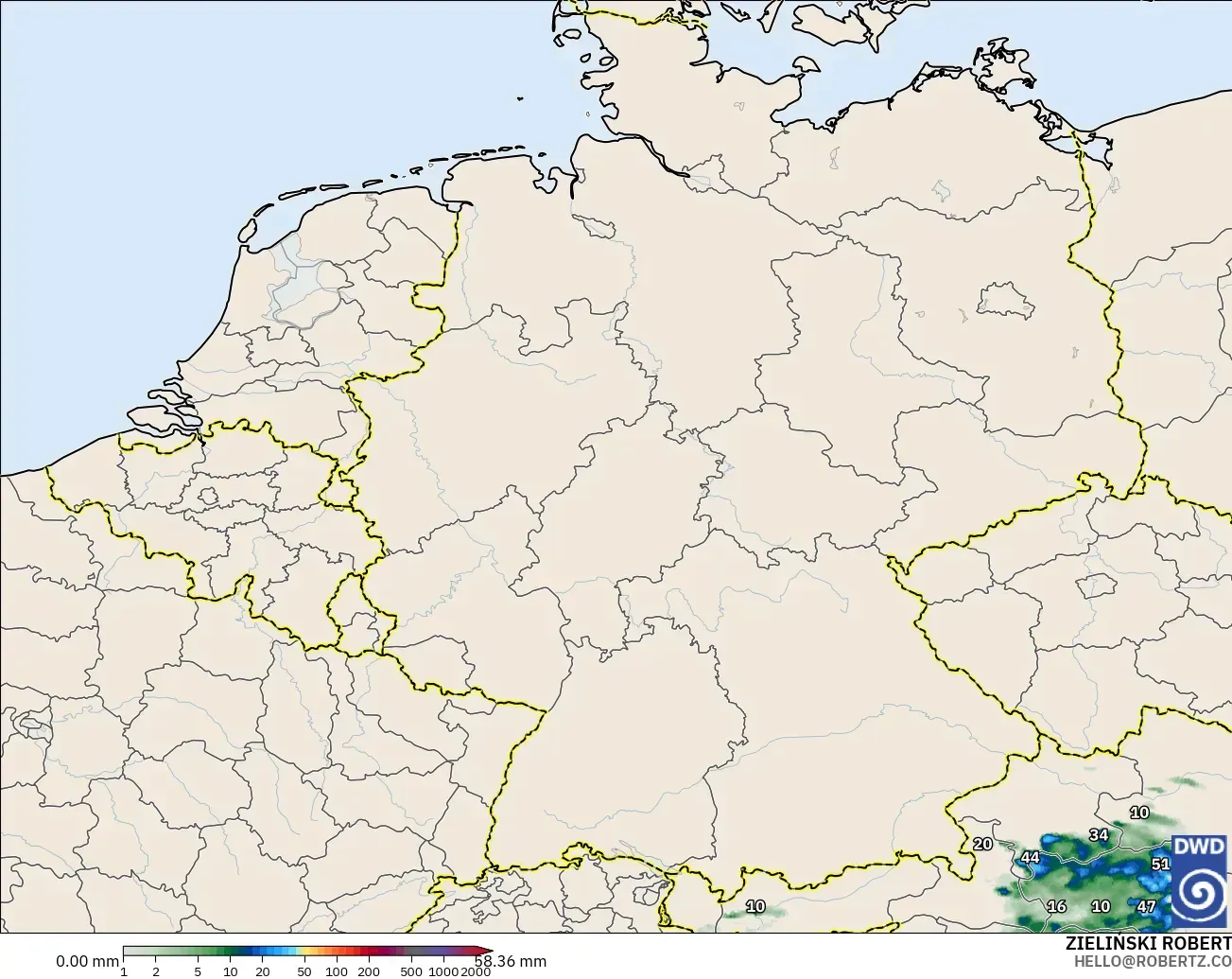 ICON Jerman 2 km model - Jerman, Pengumpulan Hujan