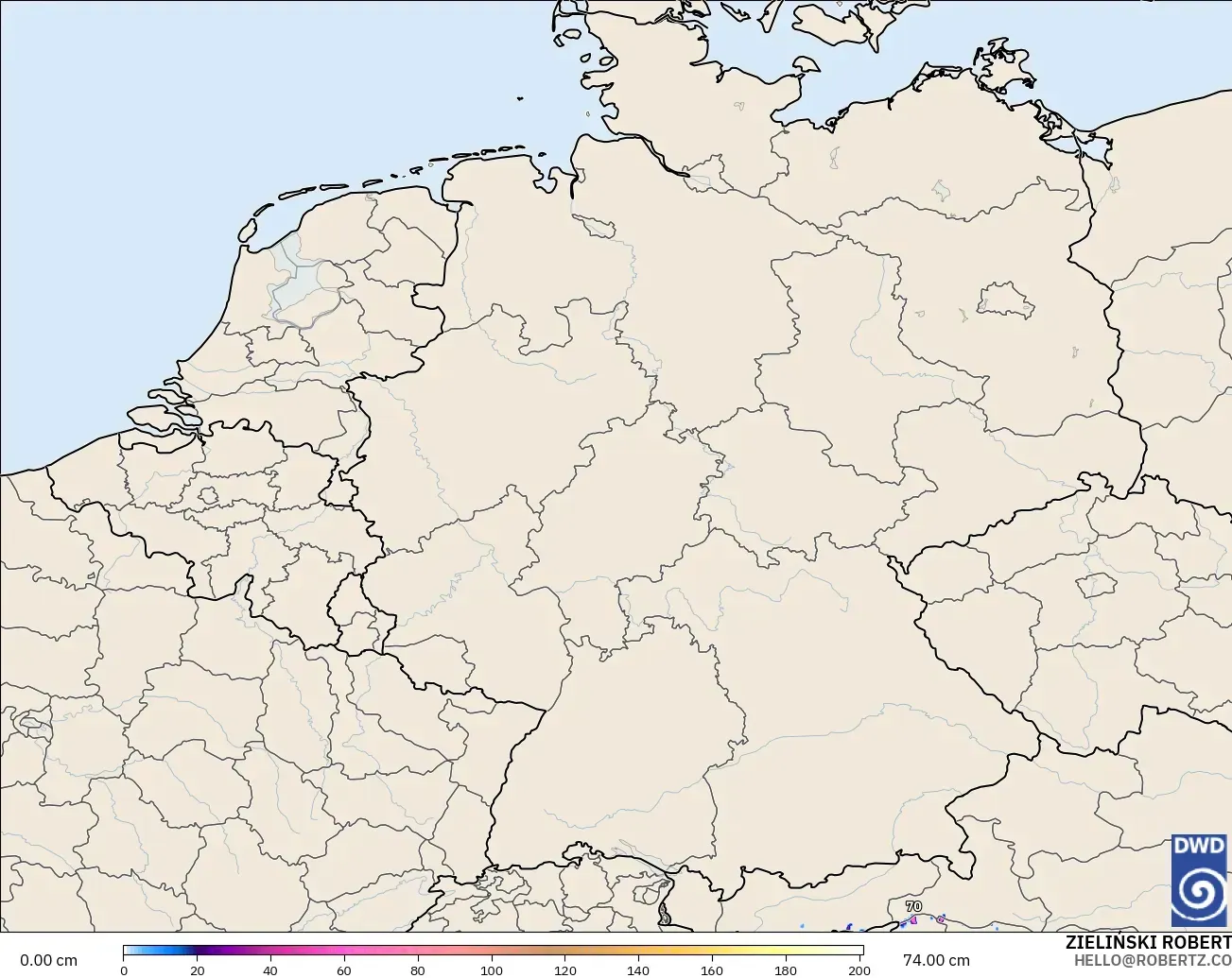 ICON Jerman 2 km model - Jerman, Ketebalan Salji