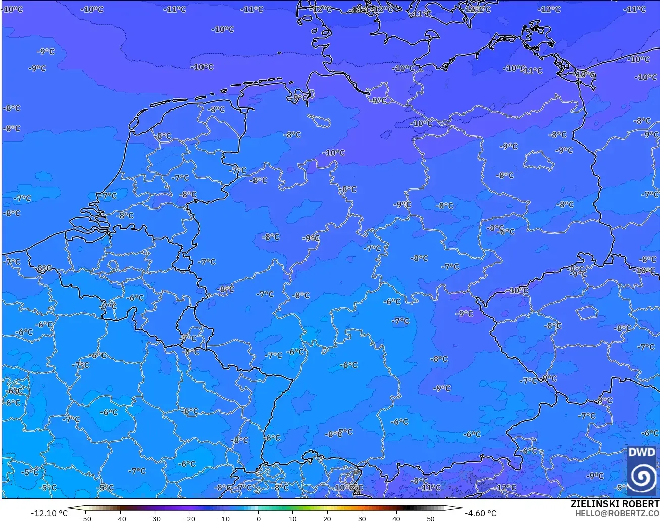 ICON Jerman 2 km model - Jerman, Suhu 500 hPa