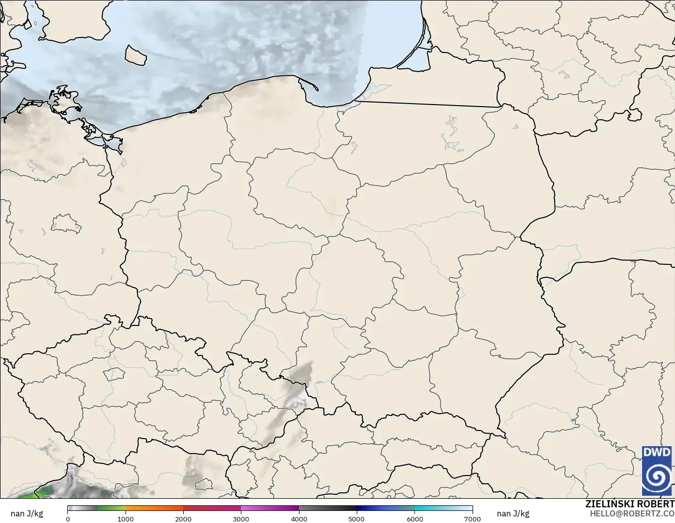 ICON Jerman 2 km model - Poland, CAPE