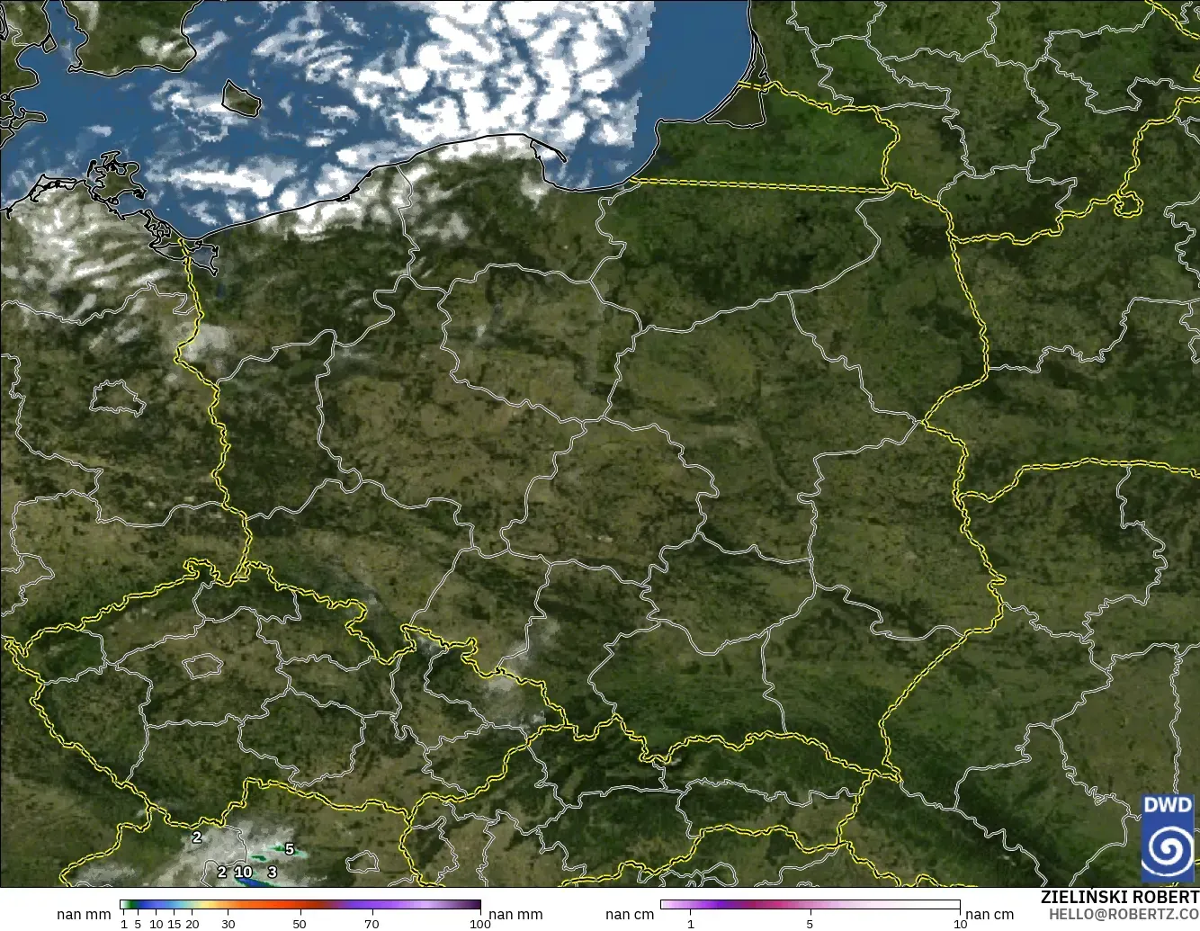 ICON Jerman 2 km model - Poland, Hujan, Awan dan Tekanan