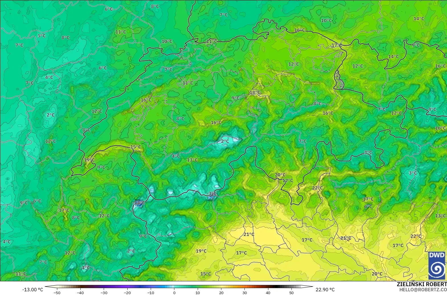 ICON Jerman 2 km model - Switzerland, Takat Embun 2 m