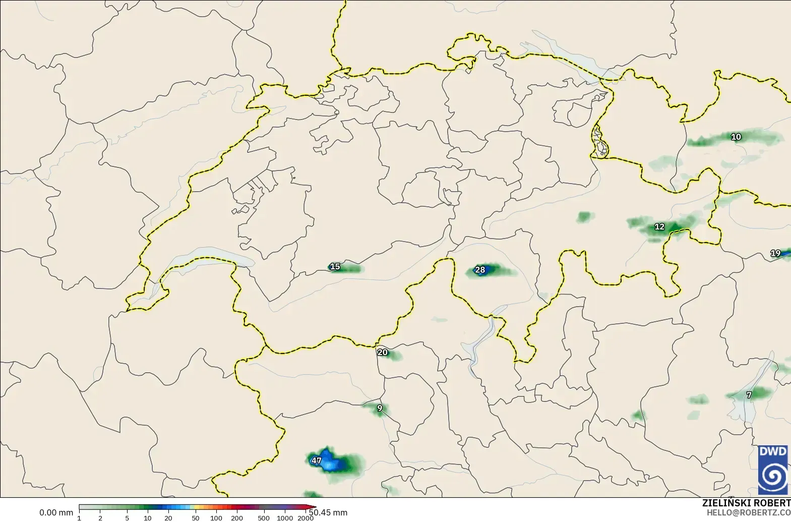 ICON Jerman 2 km model - Switzerland, Pengumpulan Hujan