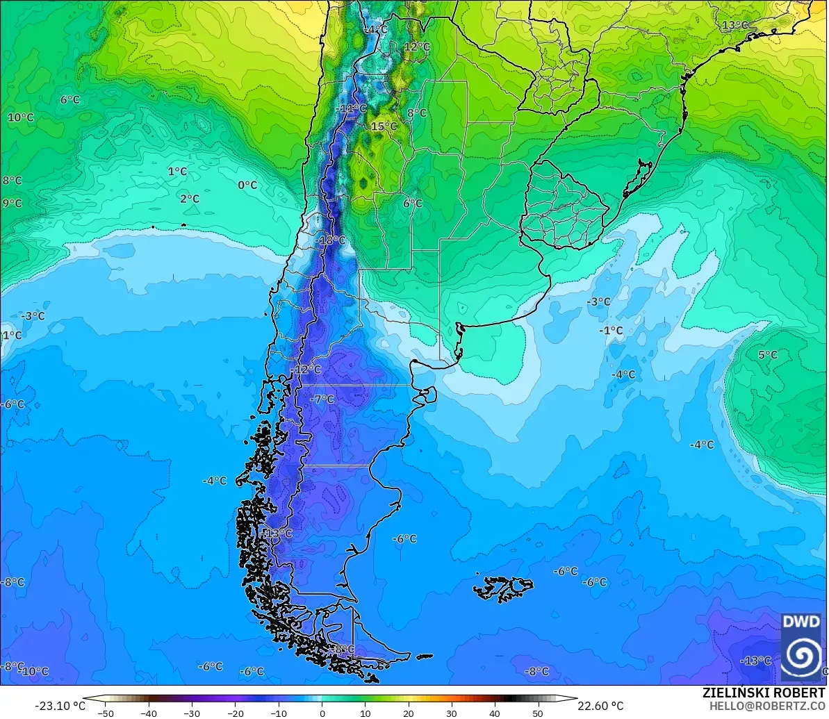 ICON model - Argentina, Suhu 850 hPa