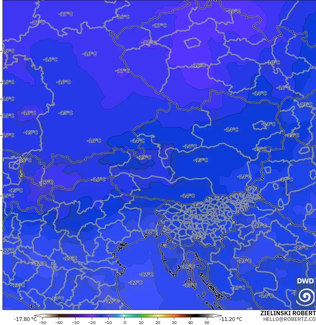 ICON model - Austria, Suhu 500 hPa
