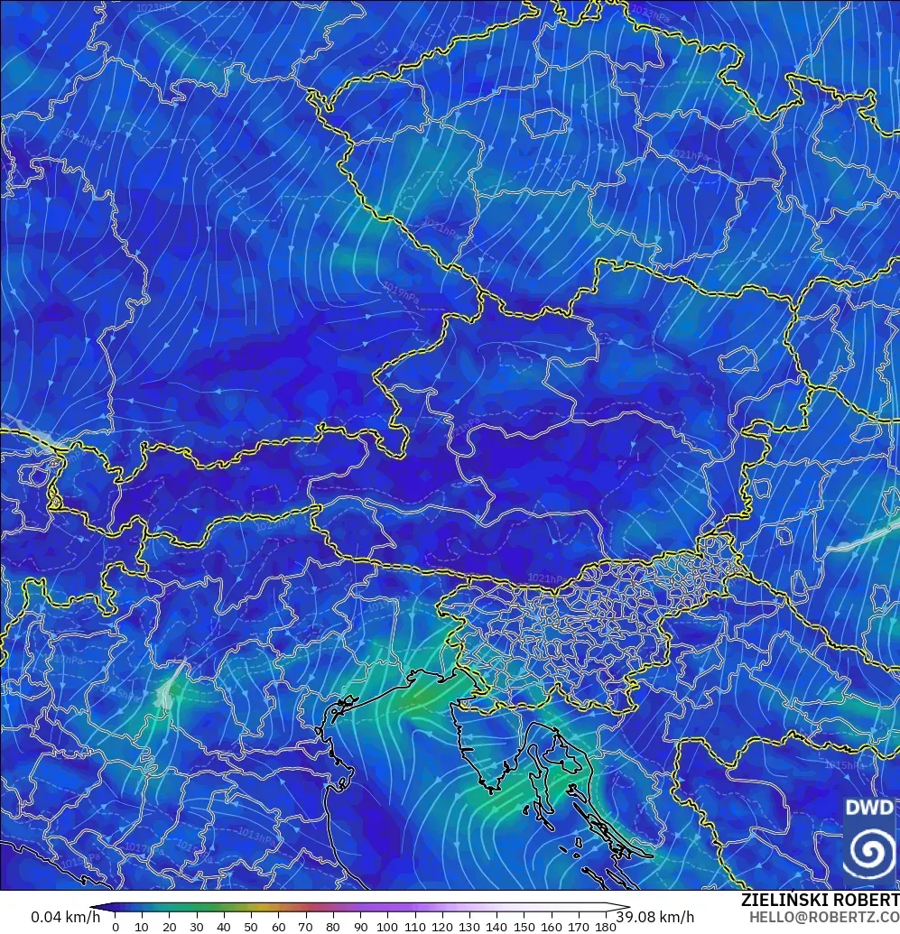 ICON model - Austria, Angin 10 m