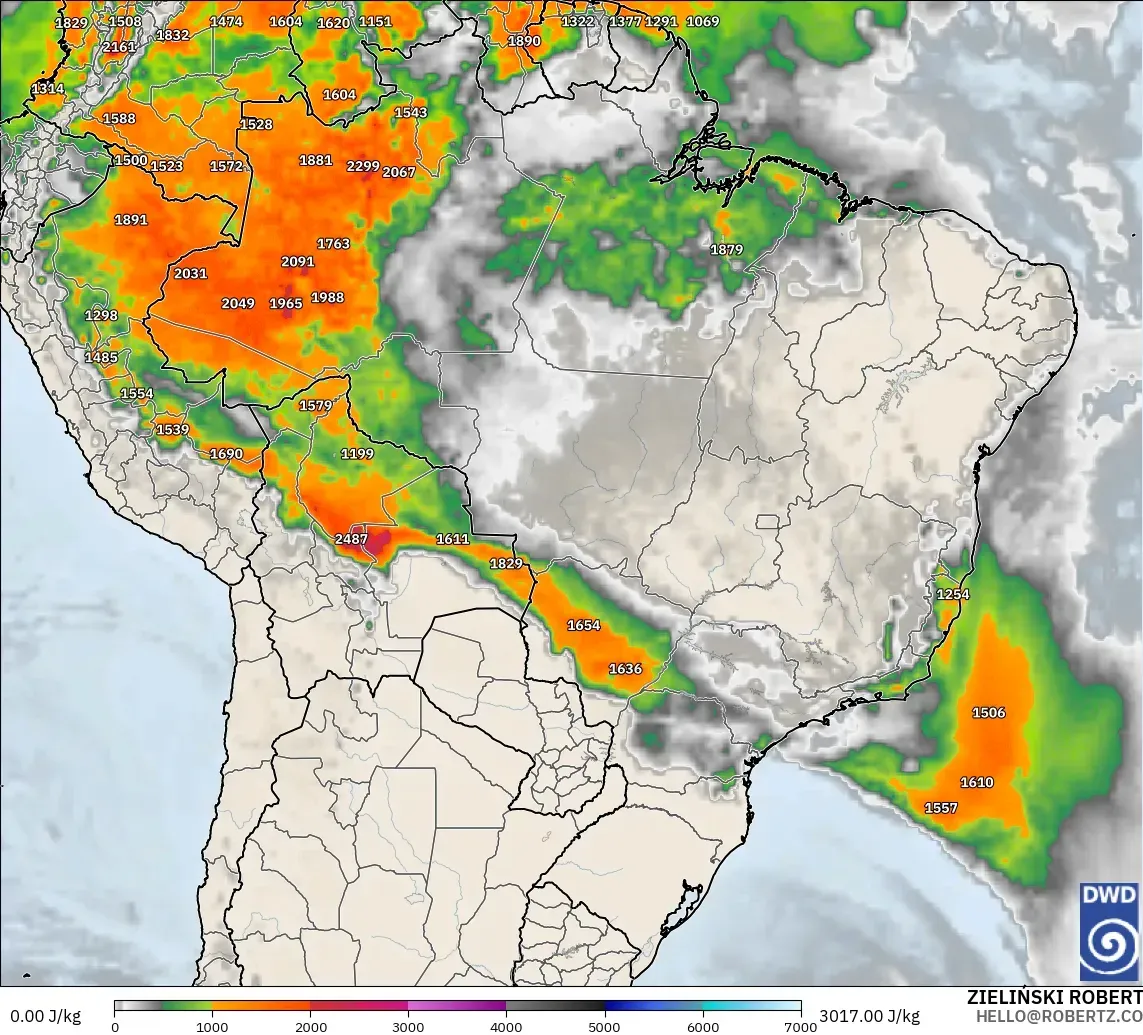 ICON model - Brazil, CAPE