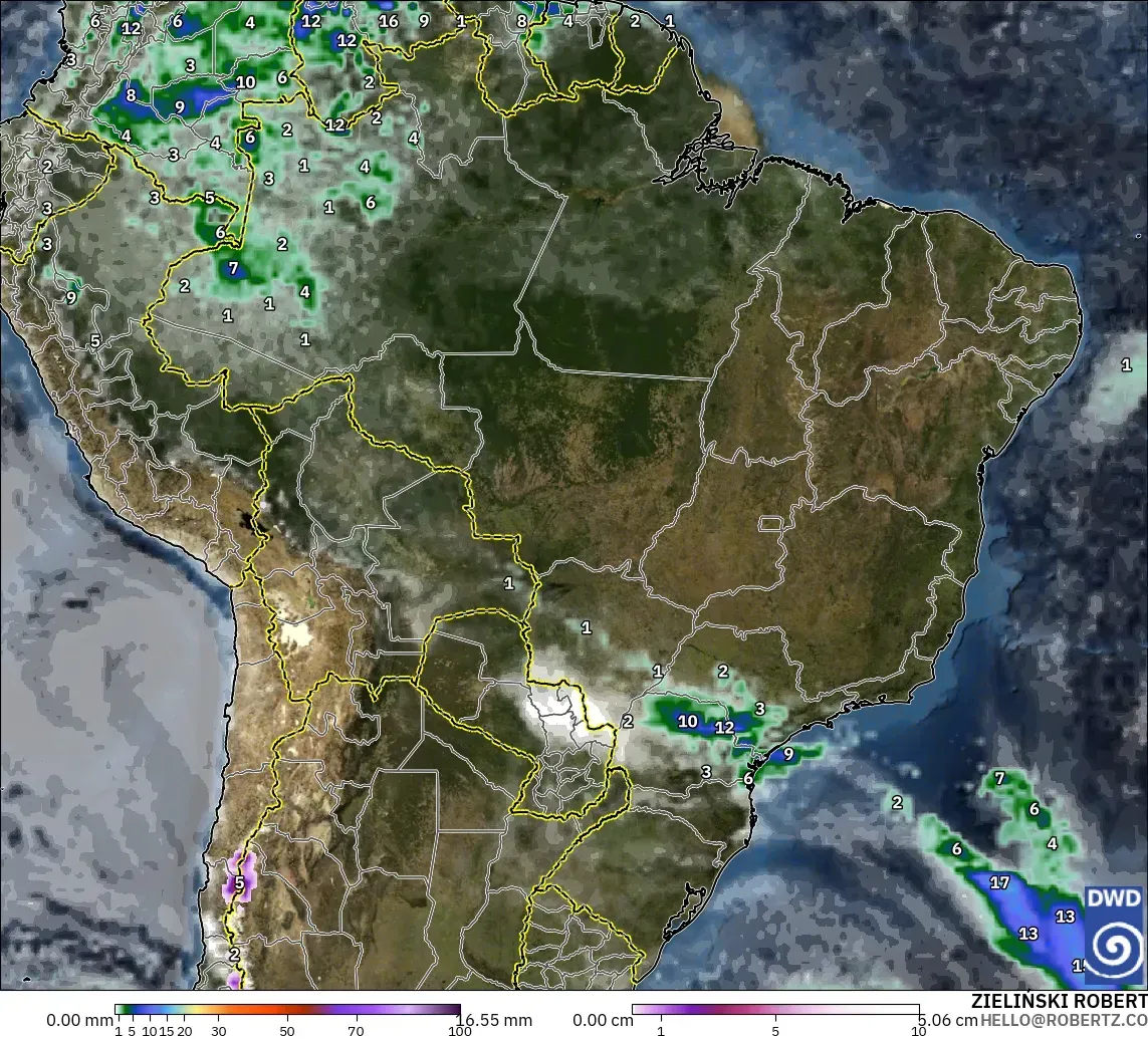 ICON model - Brazil, Hujan, Awan dan Tekanan