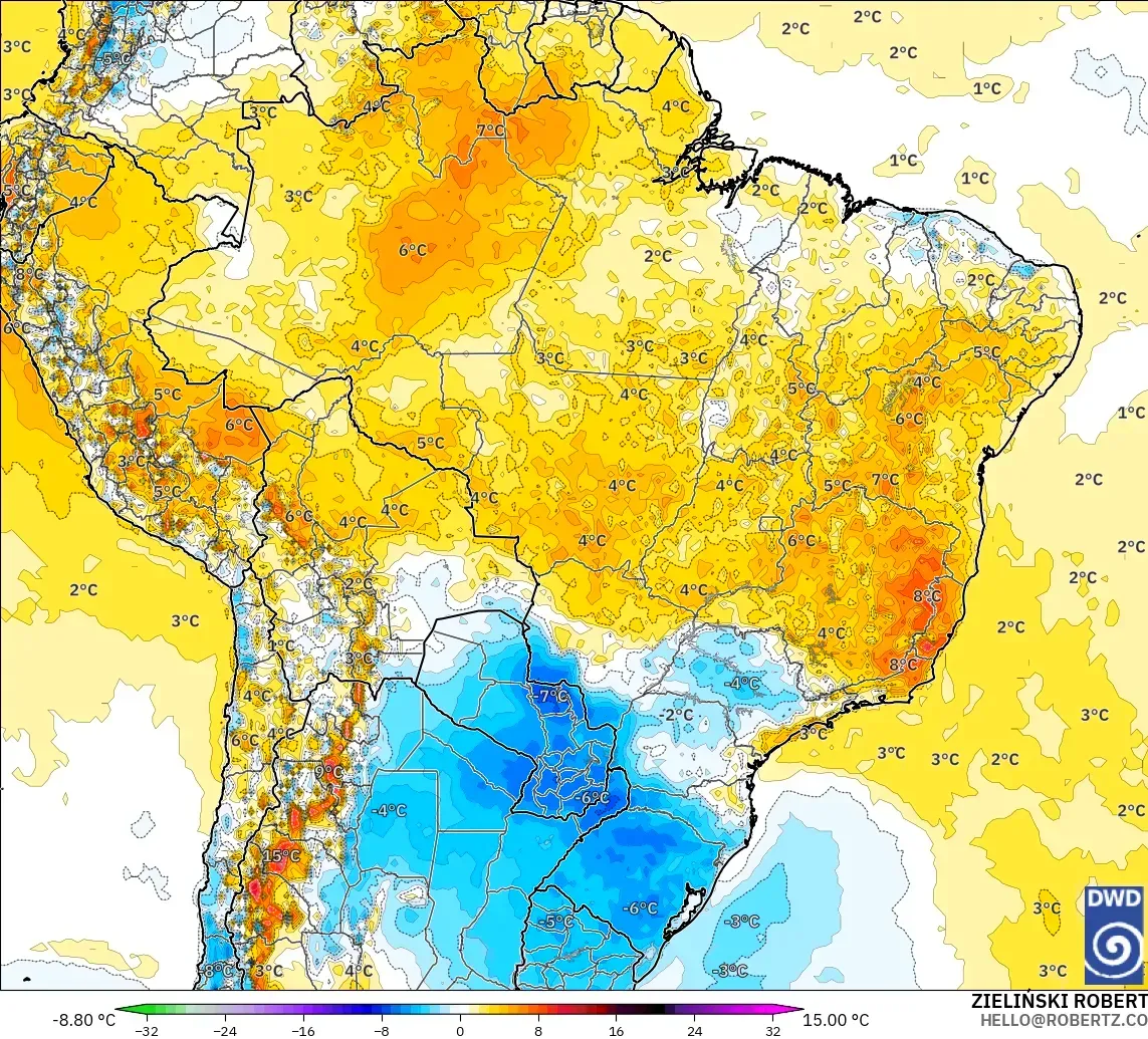 ICON model - Brazil, Anomali Suhu 2 m