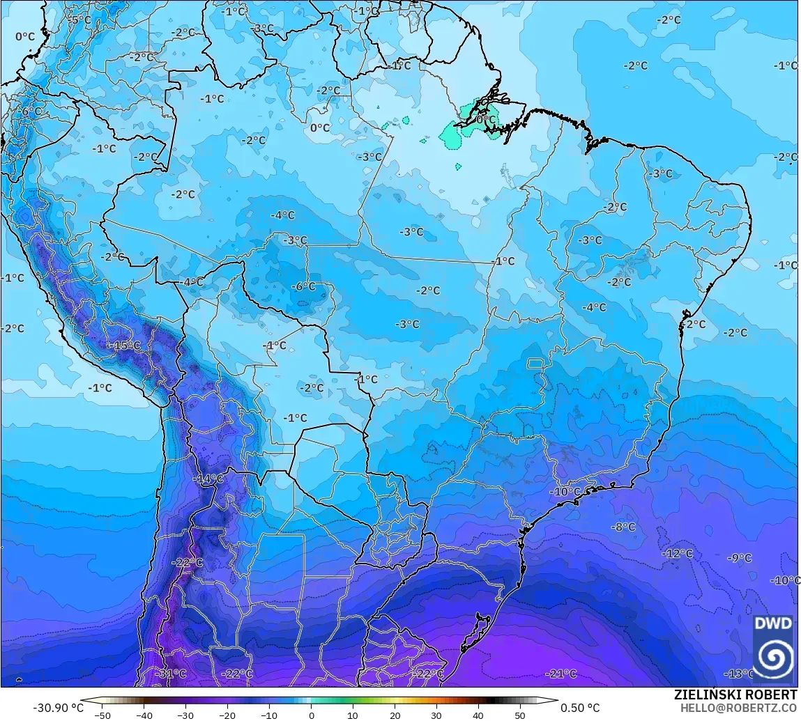 ICON model - Brazil, Suhu 500 hPa