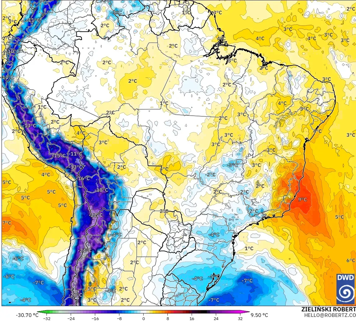 ICON model - Brazil, Anomali Suhu 850 hPa