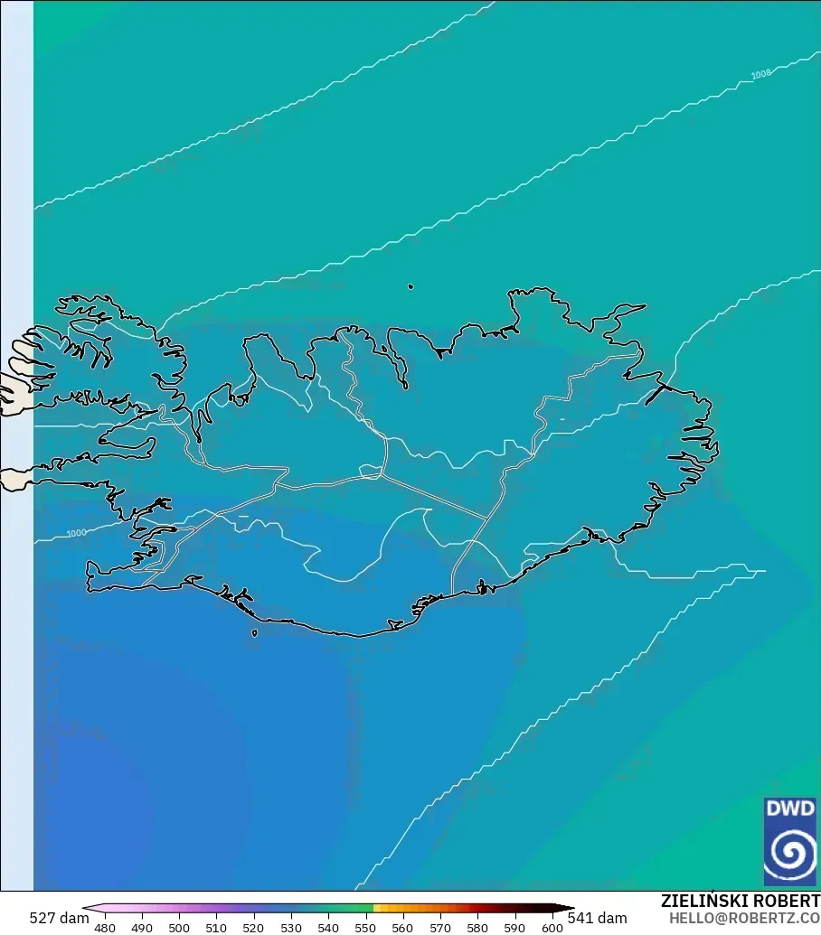 ICON model - Iceland, Ketinggian geopotensial pada 500 hPa