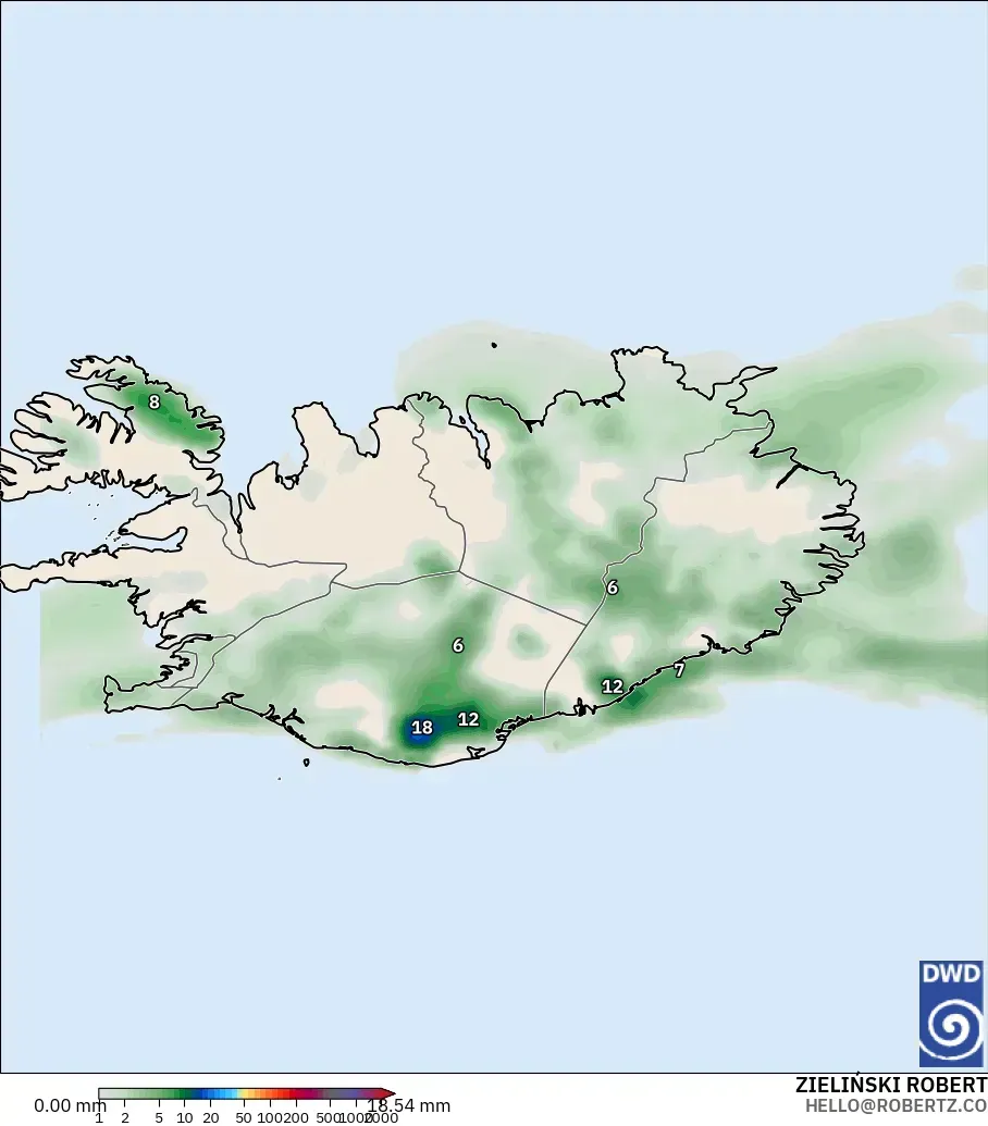 ICON model - Iceland, Pengumpulan Hujan