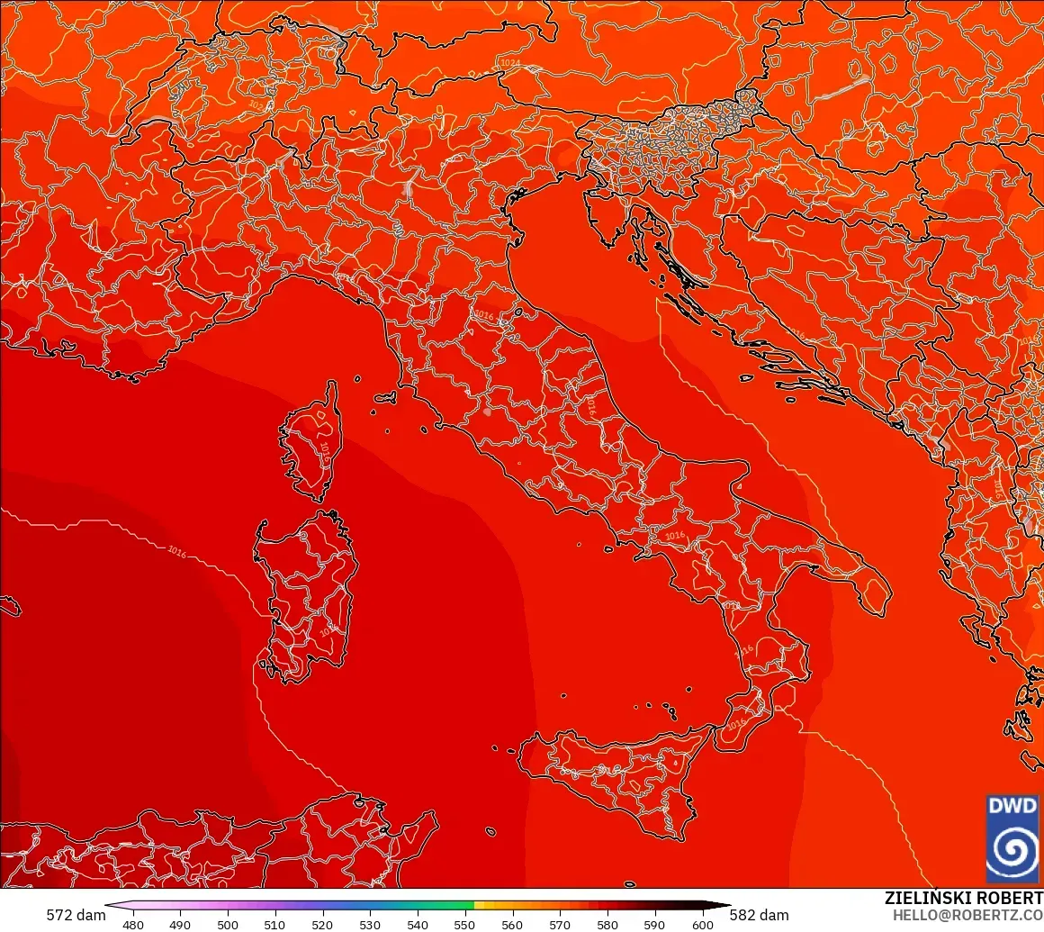 ICON model - Itali, Ketinggian geopotensial pada 500 hPa