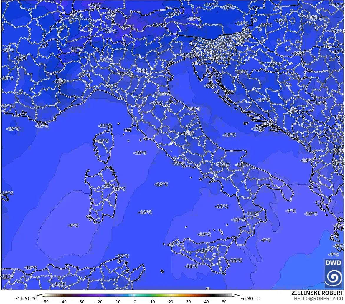 ICON model - Itali, Suhu 500 hPa
