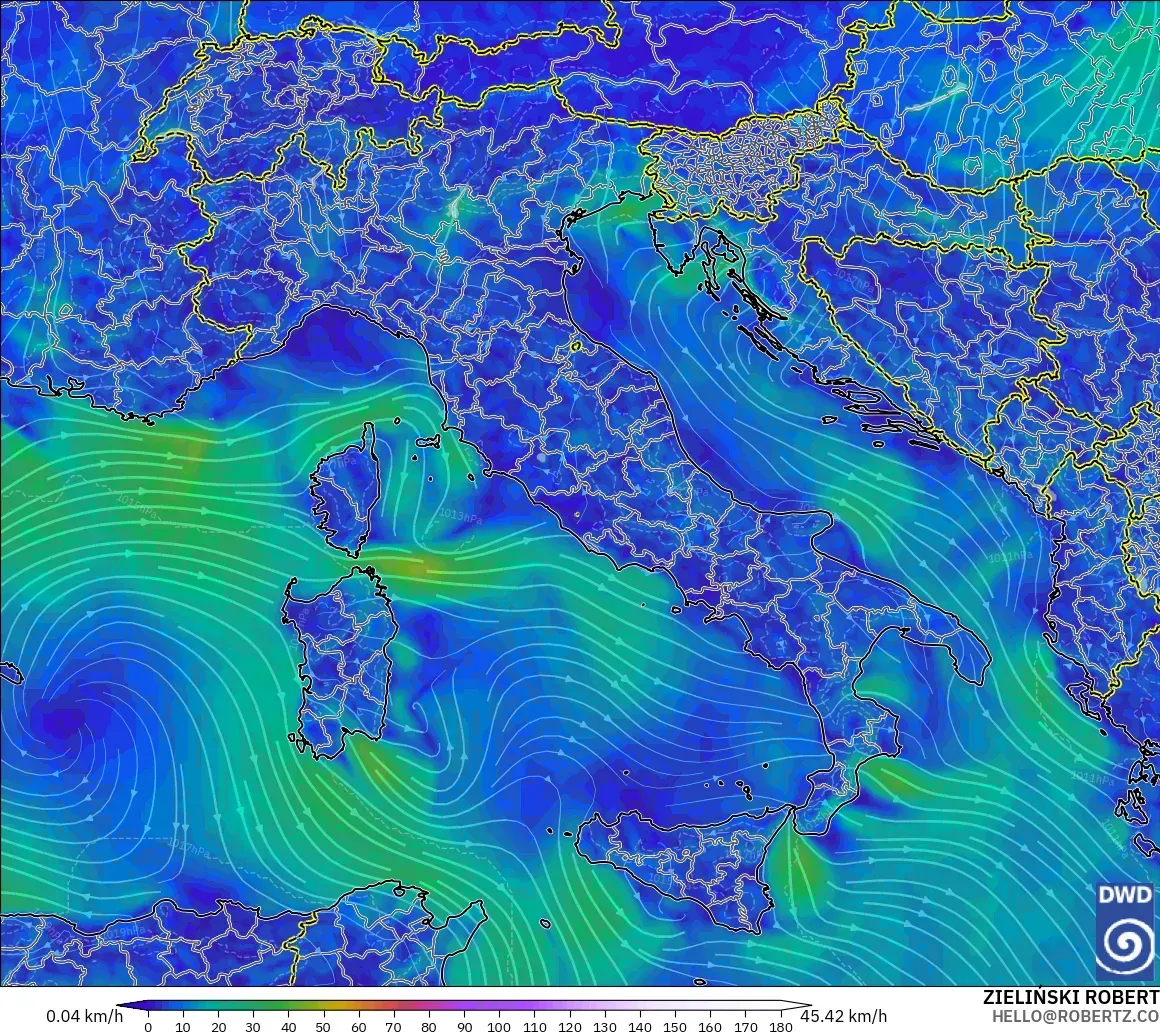 ICON model - Itali, Angin 10 m
