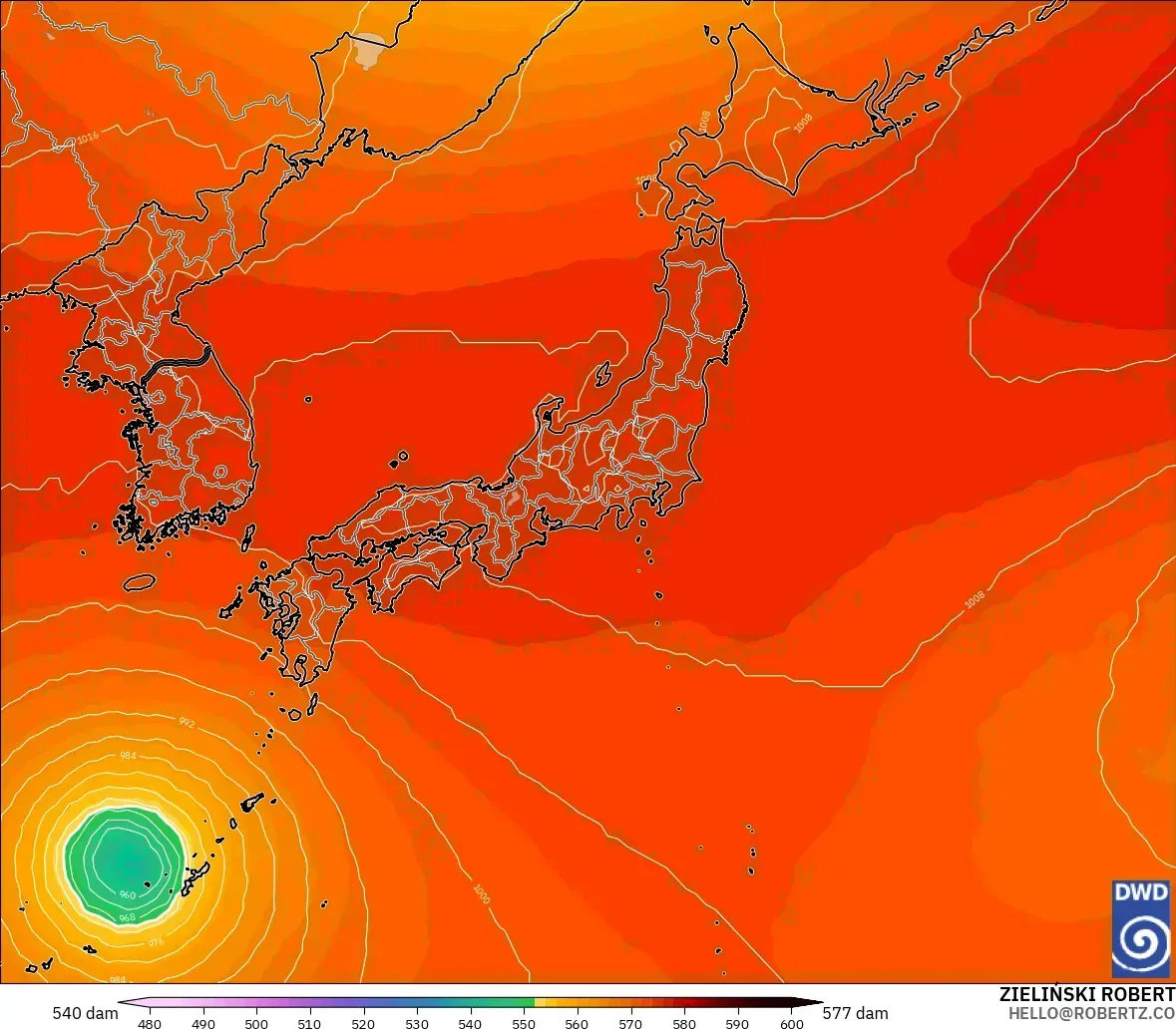 ICON model - Jepun, Ketinggian geopotensial pada 500 hPa