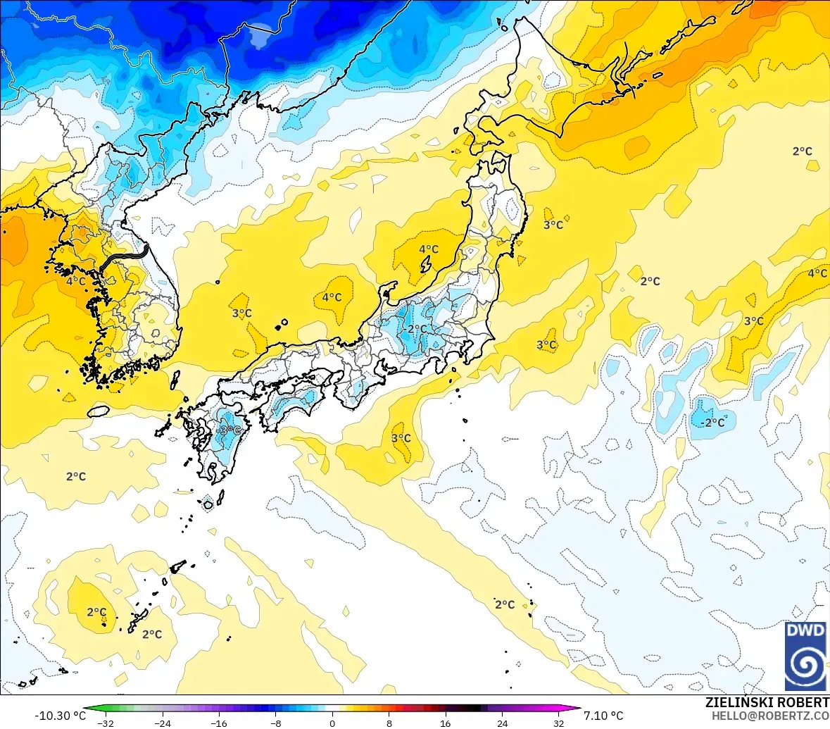 ICON model - Jepun, Anomali Suhu 850 hPa