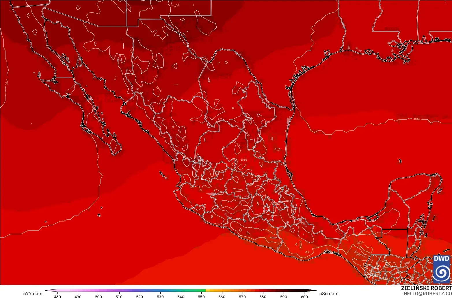 ICON model - Mexico, Ketinggian geopotensial pada 500 hPa