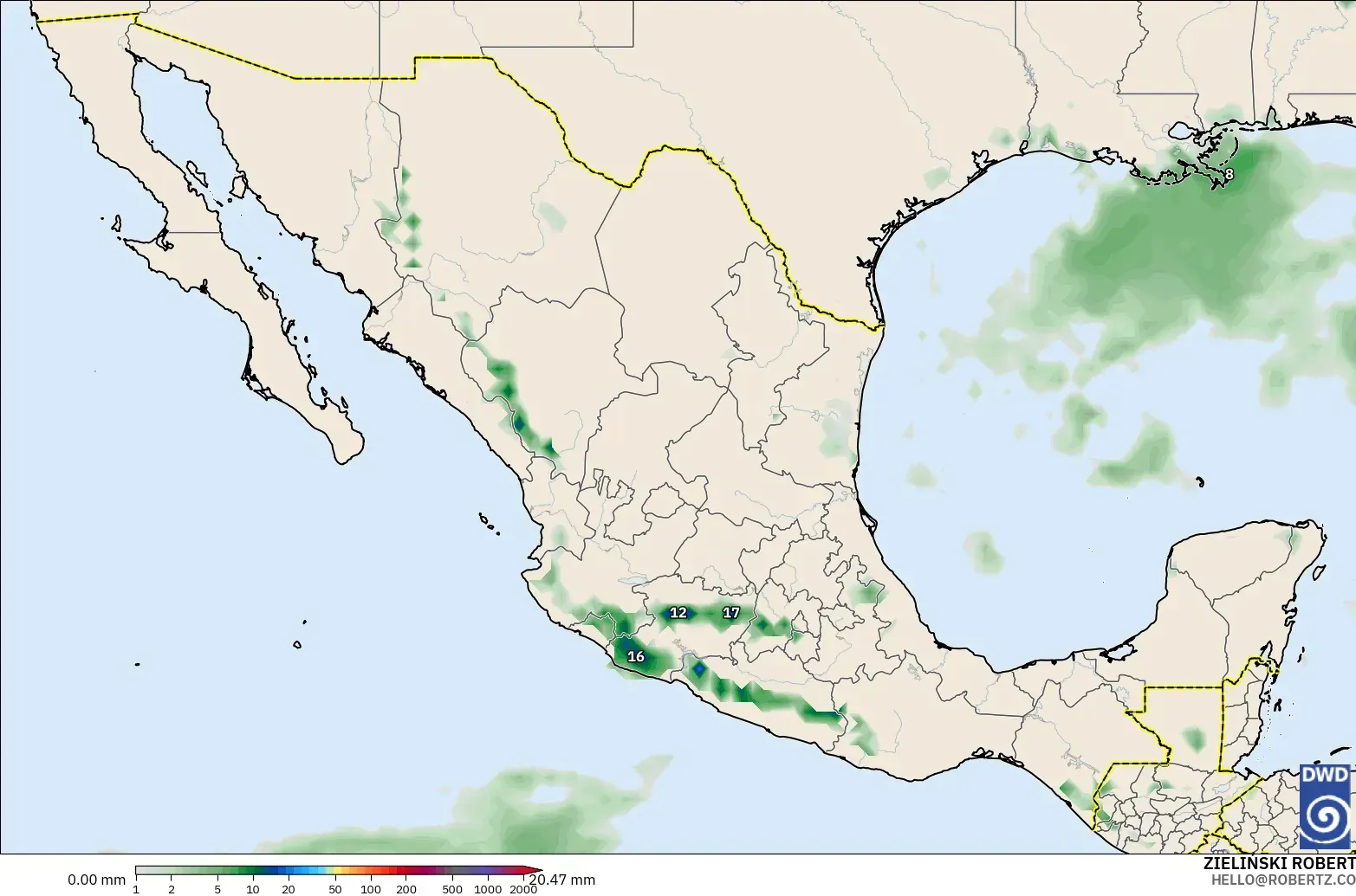 ICON model - Mexico, Pengumpulan Hujan