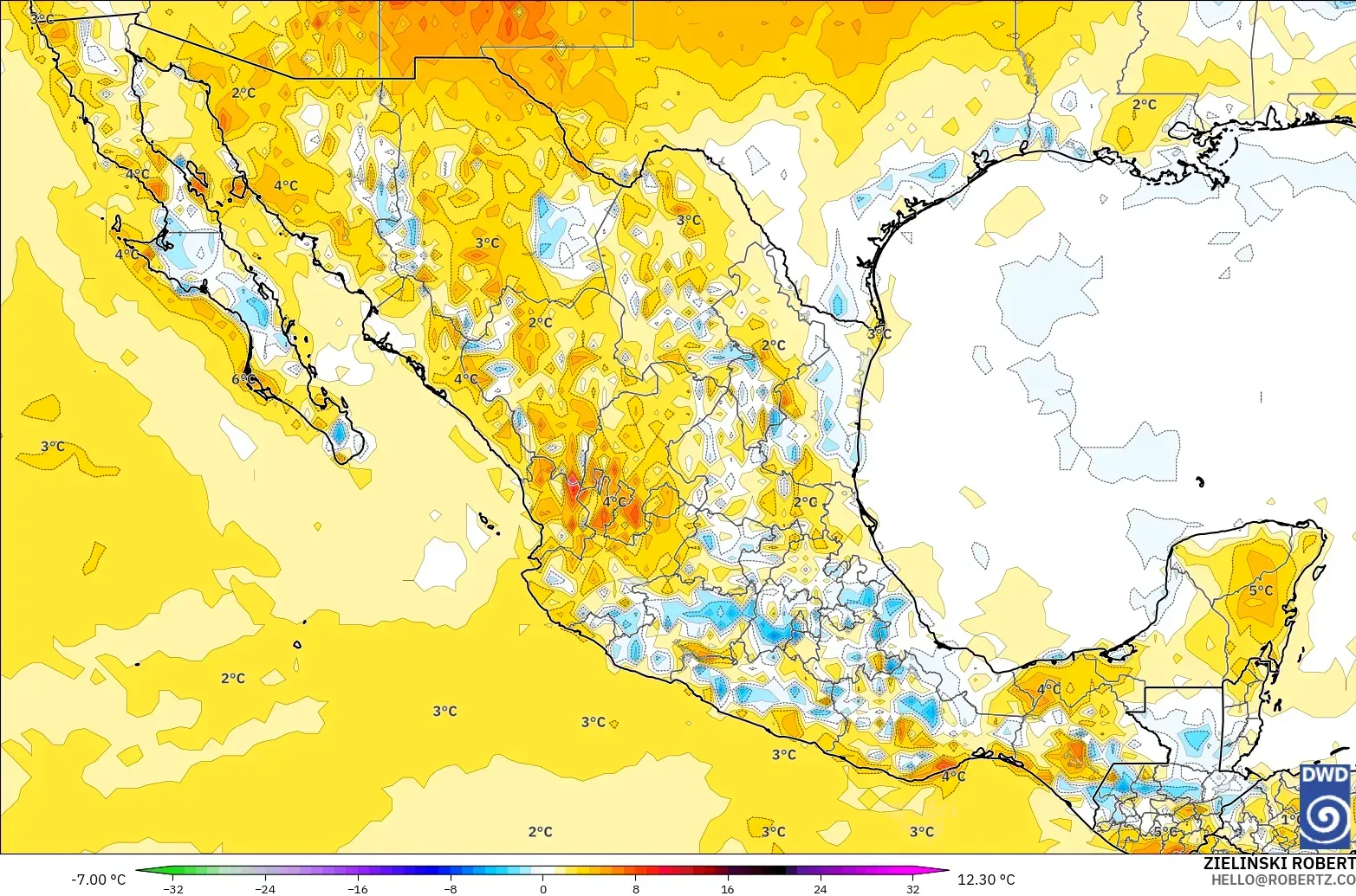ICON model - Mexico, Anomali Suhu 2 m