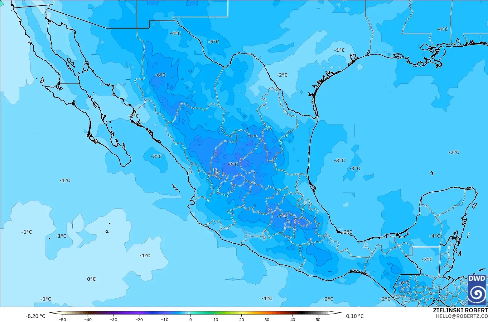 ICON model - Mexico, Suhu 500 hPa