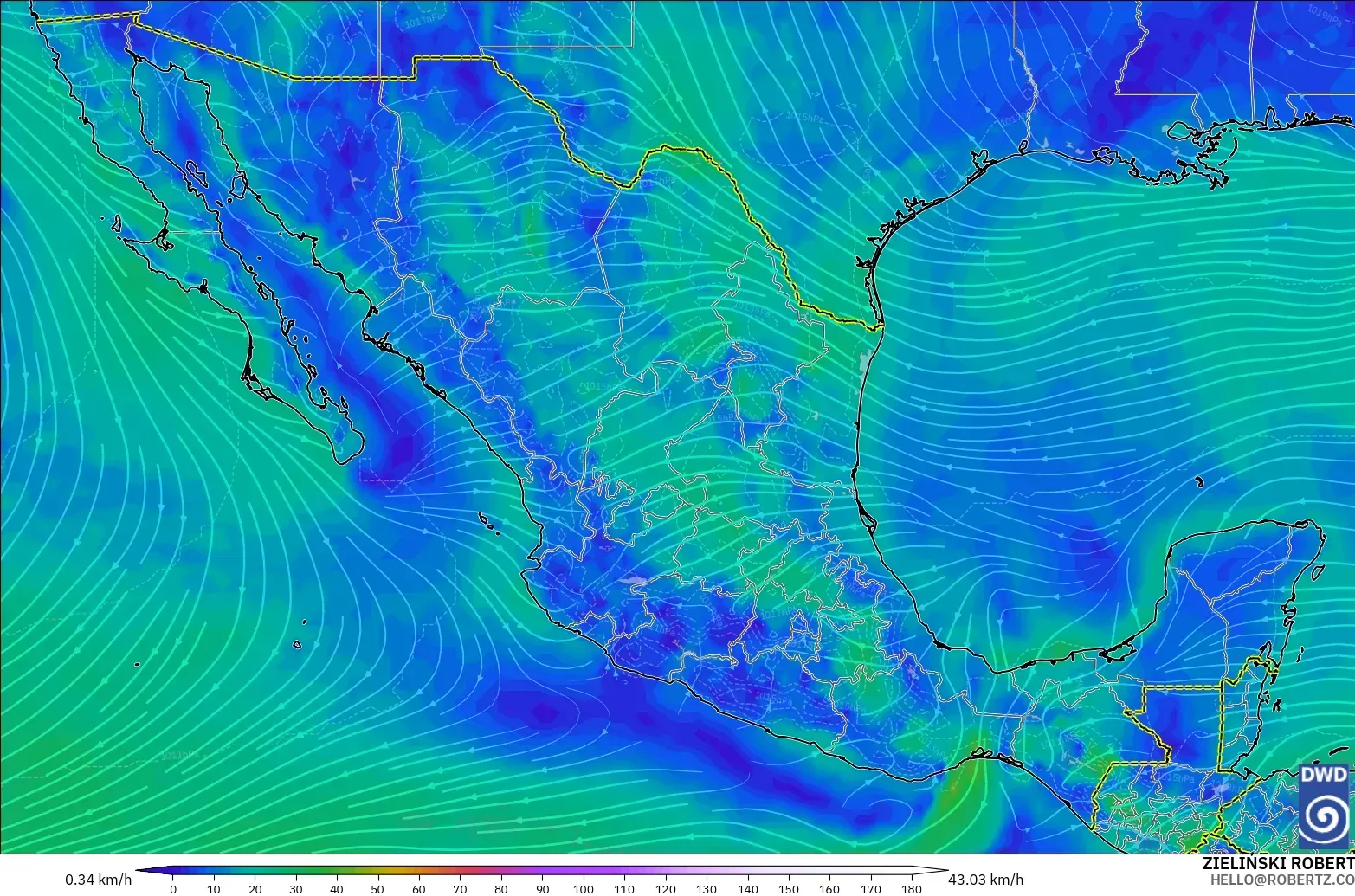 ICON model - Mexico, Angin 10 m