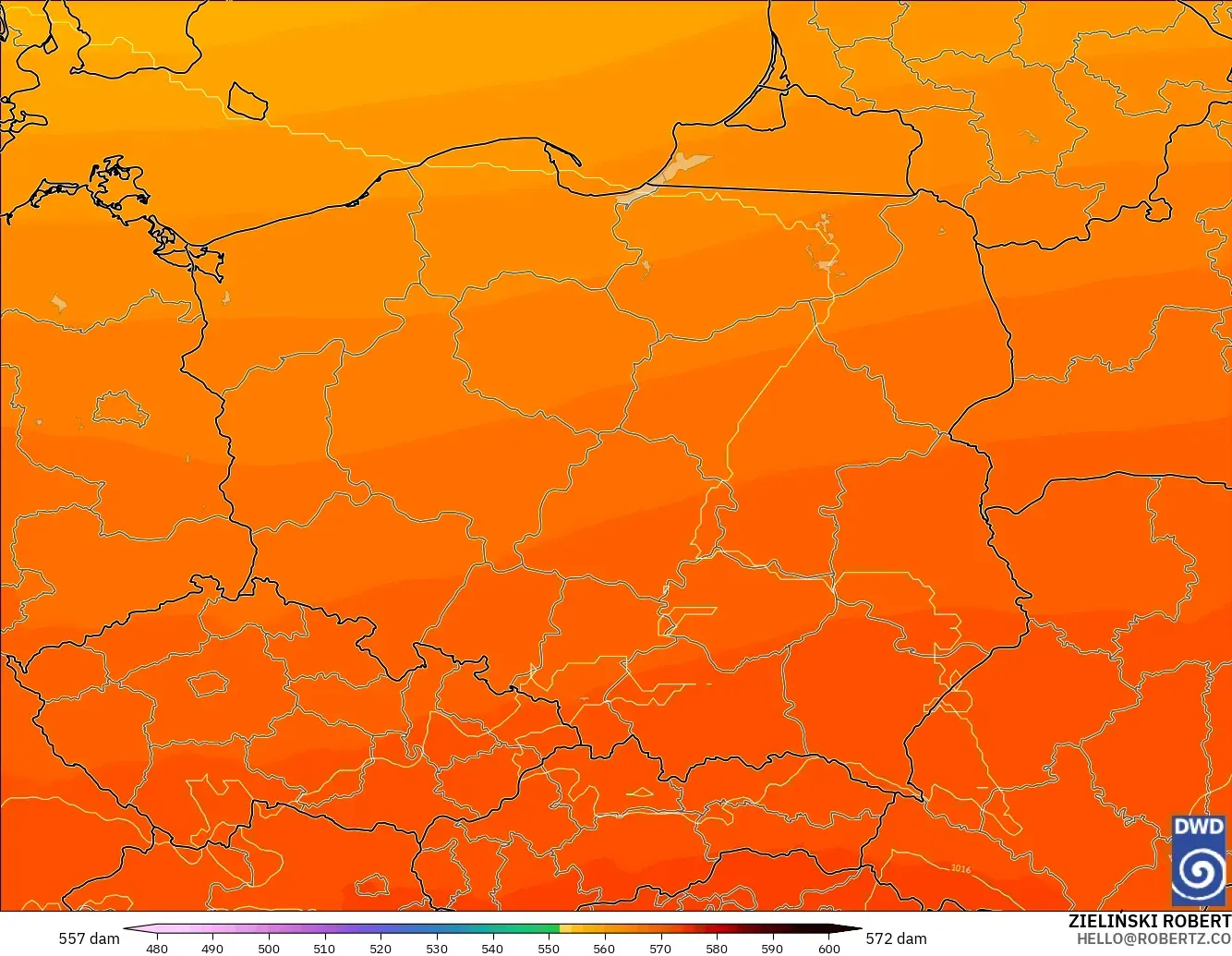 ICON model - Poland, Ketinggian geopotensial pada 500 hPa