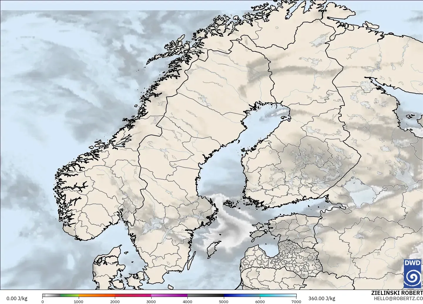 ICON model - Skandinavia, CAPE