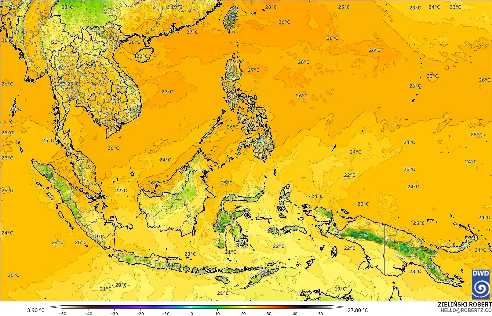 ICON model - Asia Tenggara, Takat Embun 2 m