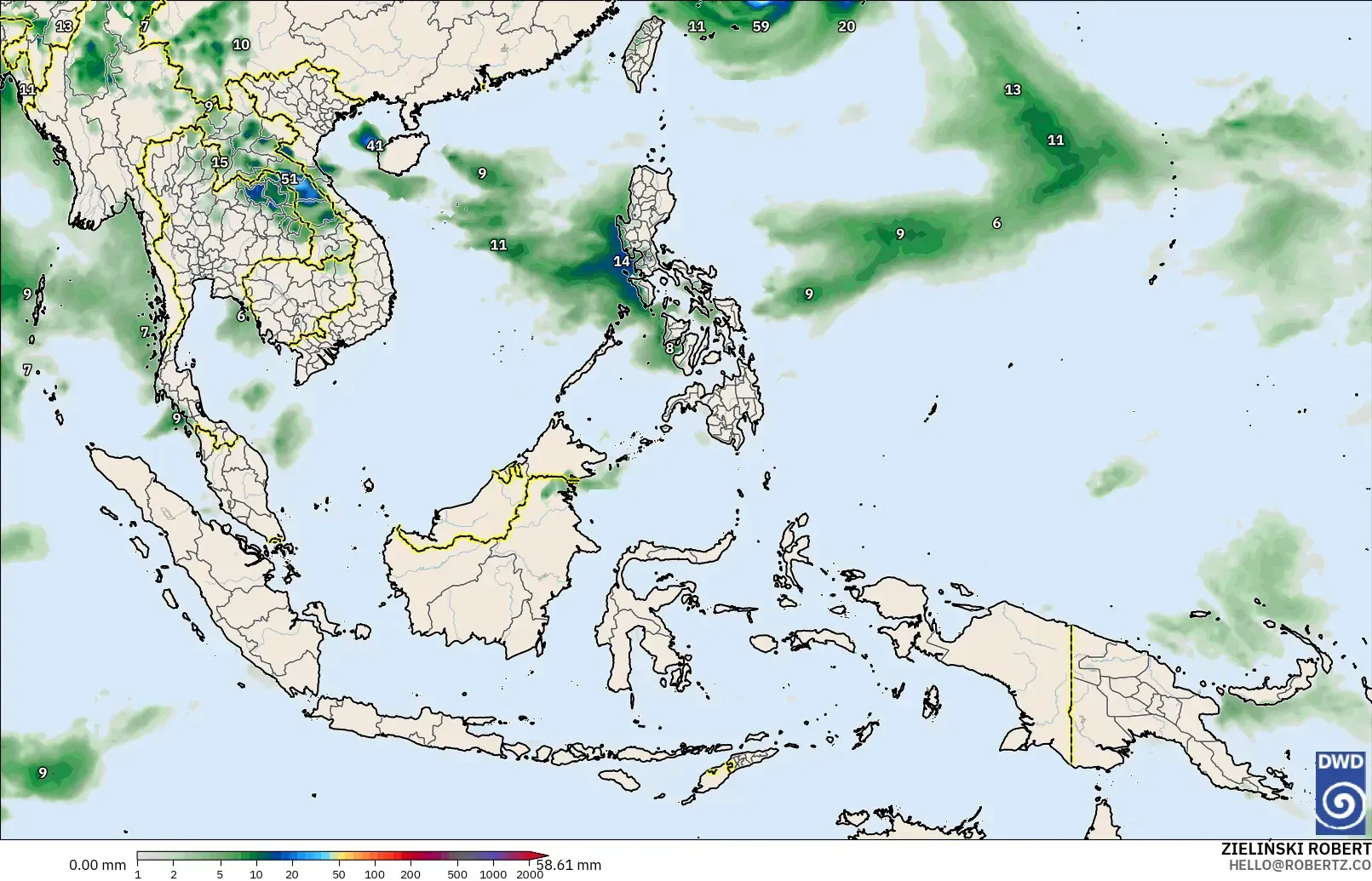 ICON model - Asia Tenggara, Pengumpulan Hujan