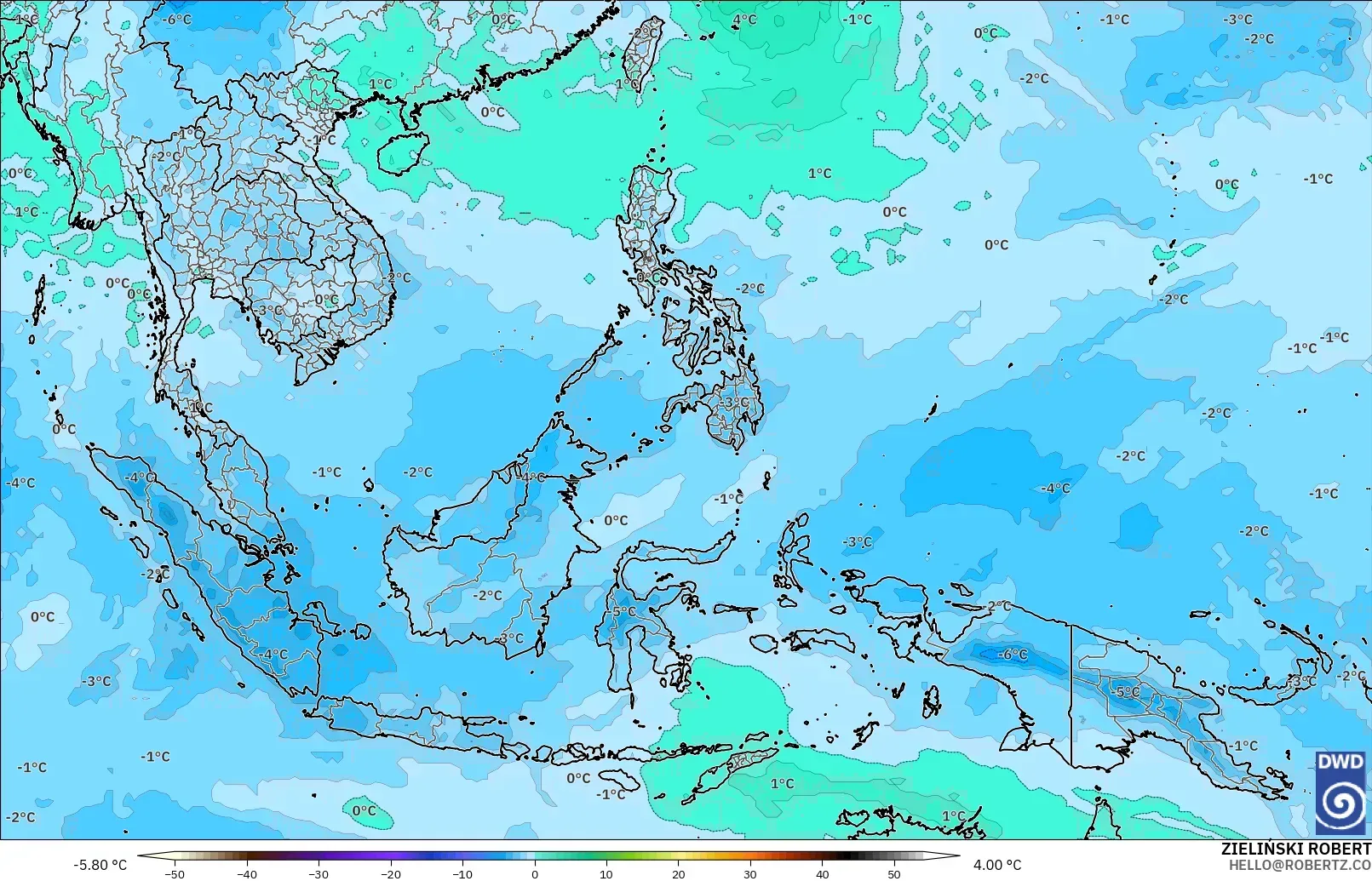 ICON model - Asia Tenggara, Suhu 500 hPa