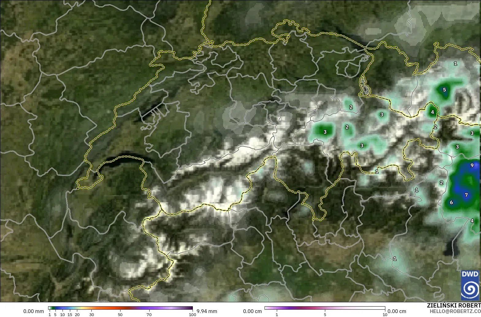 ICON model - Switzerland, Hujan, Awan dan Tekanan