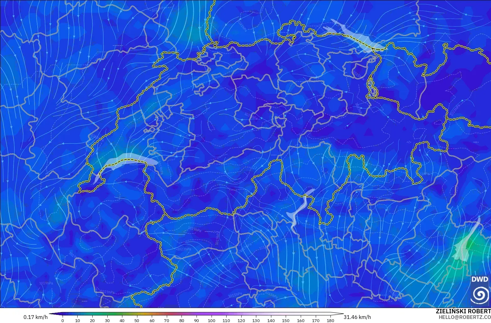 ICON model - Switzerland, Angin 10 m