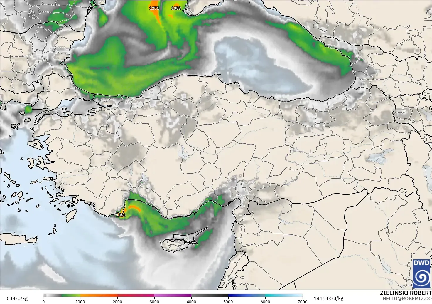 ICON model - Turki, CAPE