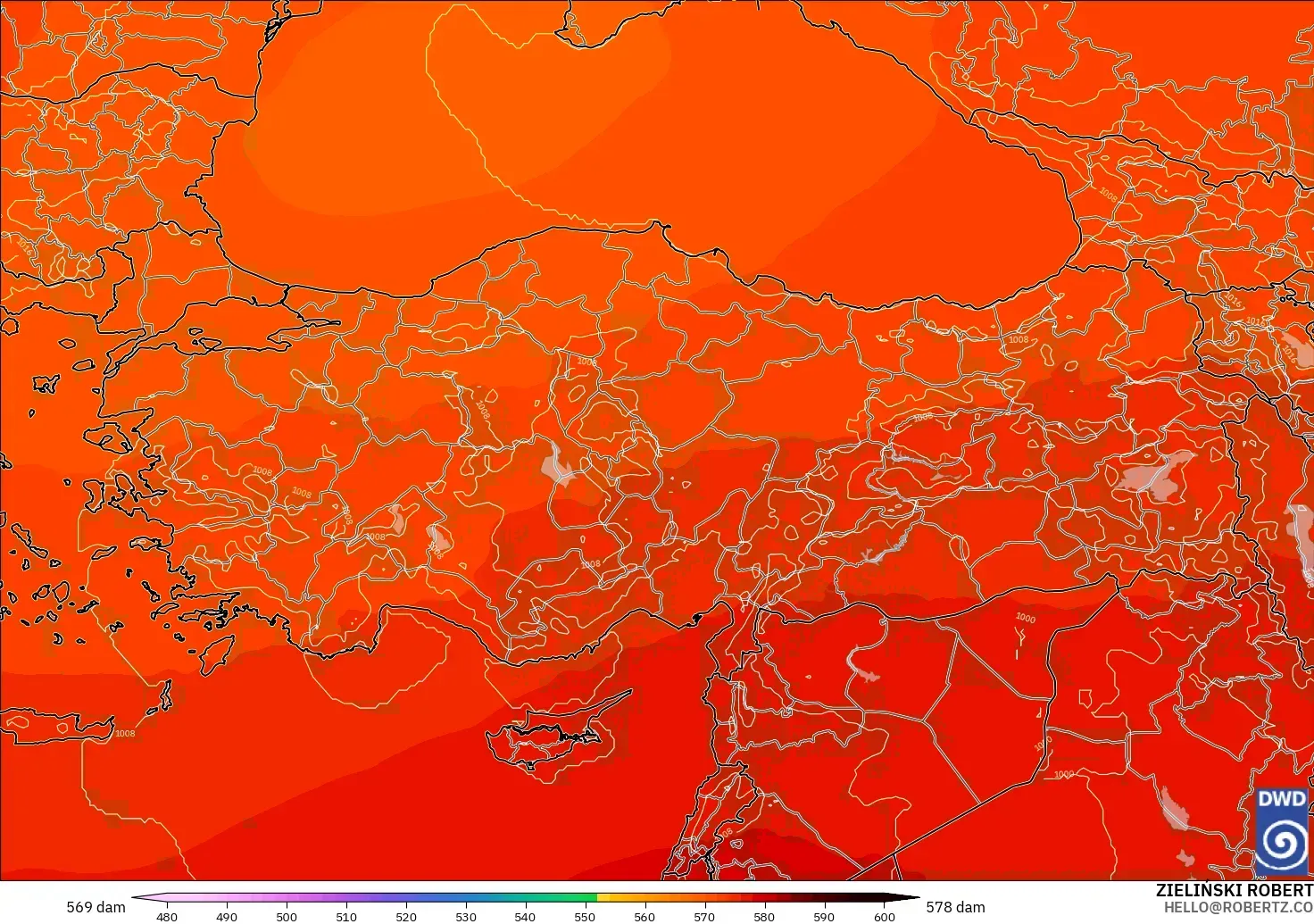 ICON model - Turki, Ketinggian geopotensial pada 500 hPa
