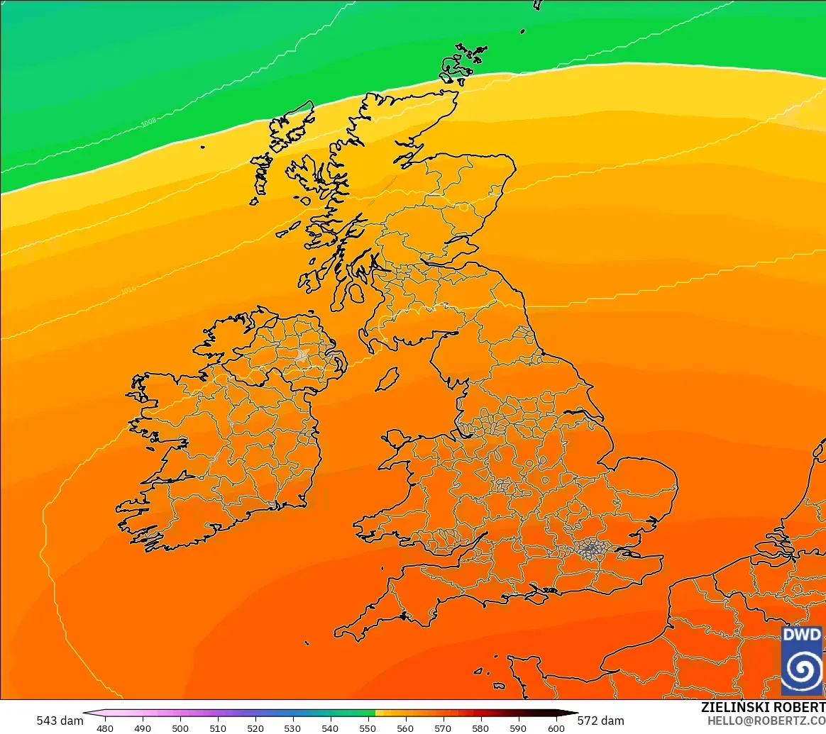 ICON model - United Kingdom, Ketinggian geopotensial pada 500 hPa