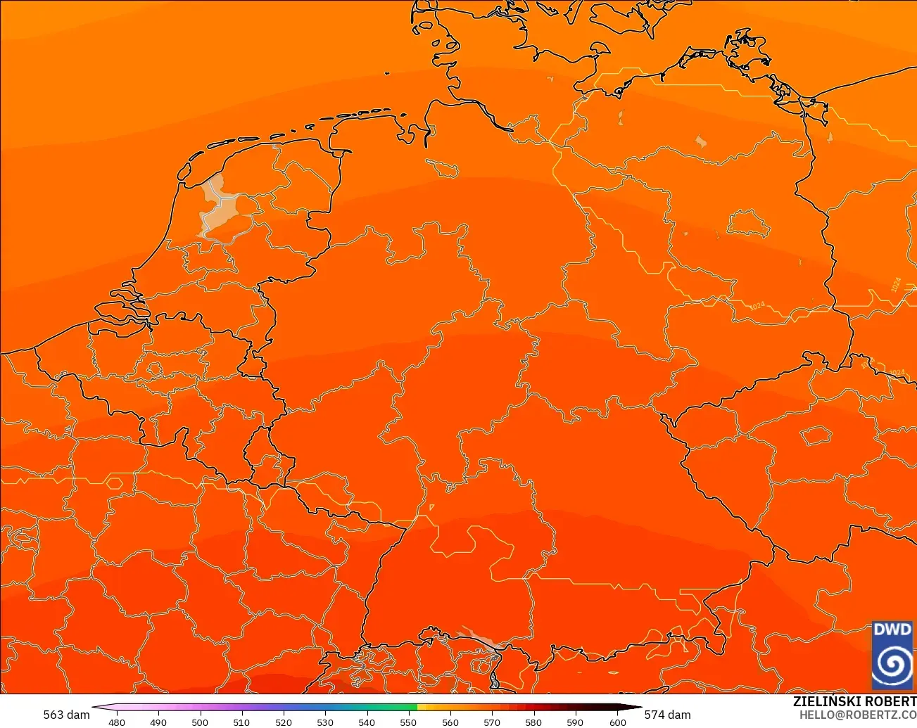 ICON model - Jerman, Ketinggian geopotensial pada 500 hPa