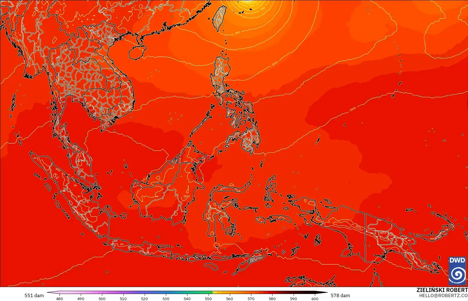 ICON model - Asia Tenggara, Ketinggian geopotensial pada 500 hPa