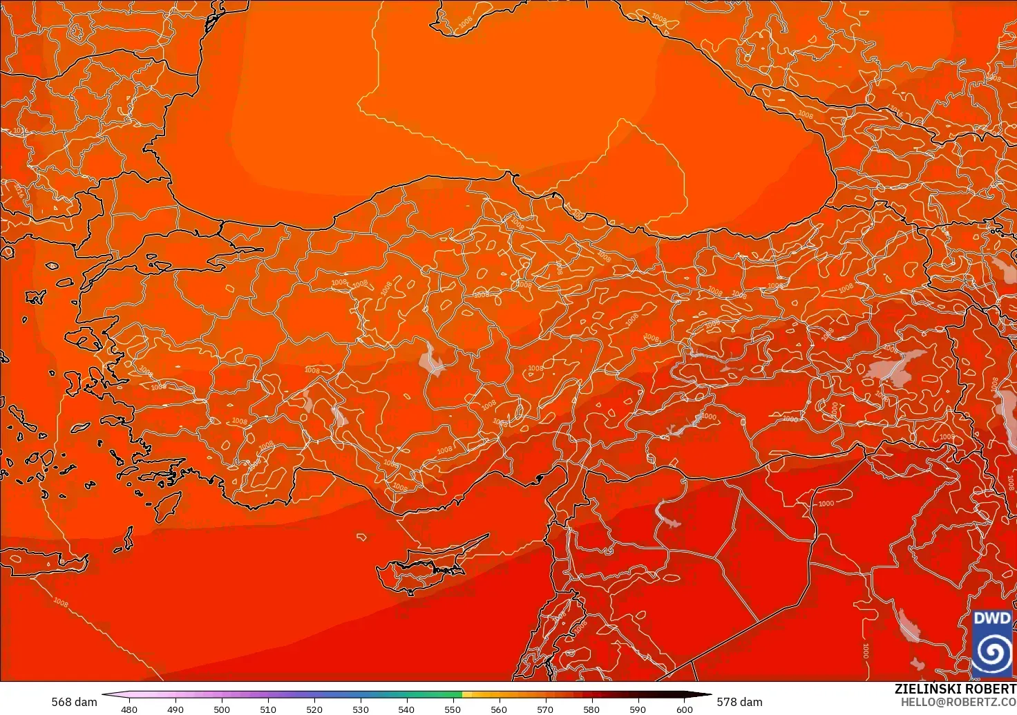 ICON model - Turki, Ketinggian geopotensial pada 500 hPa