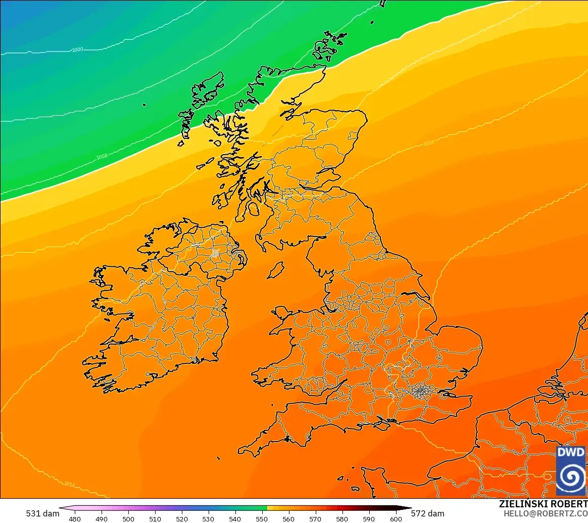 ICON model - United Kingdom, Ketinggian geopotensial pada 500 hPa