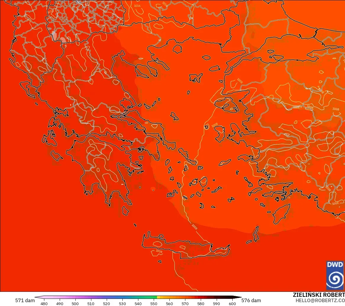 ICON model - Yunani, Ketinggian geopotensial pada 500 hPa