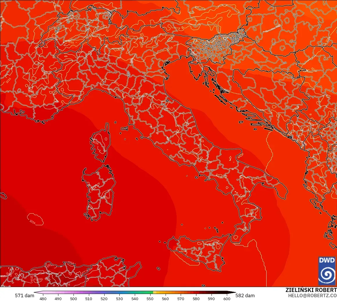 ICON model - Itali, Ketinggian geopotensial pada 500 hPa