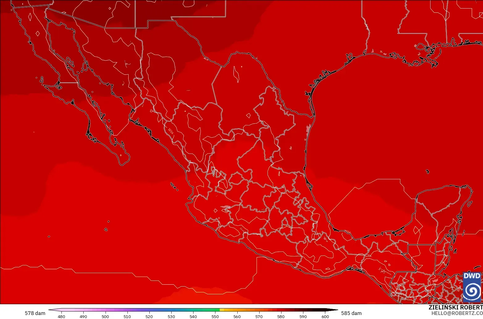 ICON model - Mexico, Ketinggian geopotensial pada 500 hPa