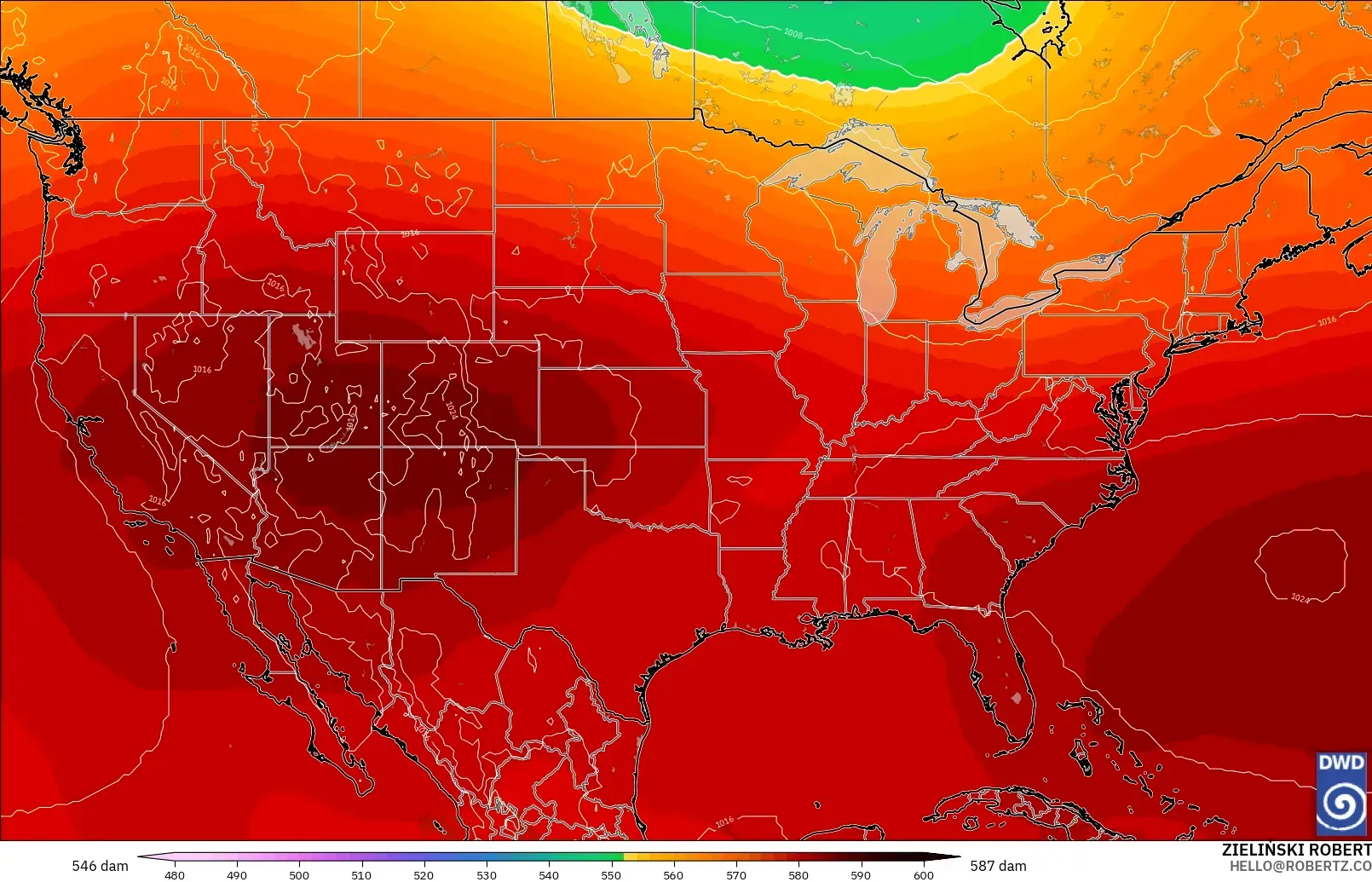 ICON model - Amerika Syarikat, Ketinggian geopotensial pada 500 hPa